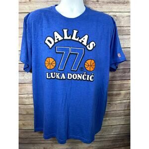 Homage Luka Doncic #77 NBA Dallas Mavericks T-Shirt Blue Men's Size 2XL